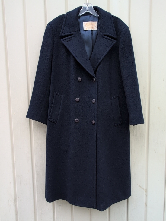 Pendleton Jackets & Blazers - Vtg Pendleton Overcoat Womens 16 Blue Virgin Wool Double Breasted Trench USA